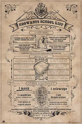Produktbild von Harry Potter - School List - Film Kino Movie Poster - 61x91,5 cm