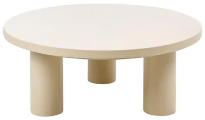Produktbild von BELIANI Couchtisch Beige Metall Rund ⌀ 80 cm Wetterfest mit Drei Beinen Modernes Design Salontisch Loungetisch für Outdoor Garten Balkon Terrasse