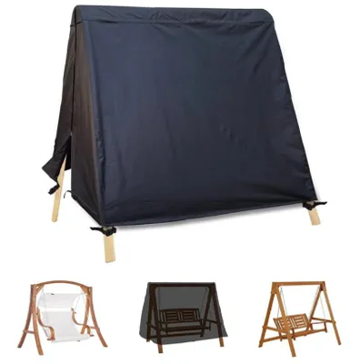 Produktbild von Schutzhülle für Schaukelbänke - 182 x 139 x 170 cm - 420D Oxford-Gewebe - mit Kordelzug - Schutzhülle für 2-3-Sitzer-Gartenschaukeln - Schwarz