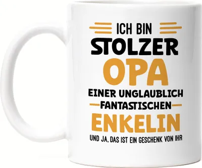 Produktbild von Ich bin stolzer Opa Tasse Weiß Geschenk Geburtstag Weihnachten Enkelin