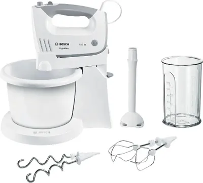 Obrázok produktu pre Bosch MFQ36445, Stojaci mixér, Šedá, Biela, Miešanie, Miešanie, Nerezová oceľ, 450 W, 220 - 240 V