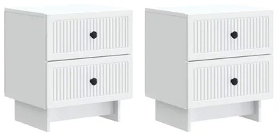 Image de vidaXL Tables de chevet, lot de 2, blanches, 43 x 34,5 x 47,5 cm, en panneaux de particules