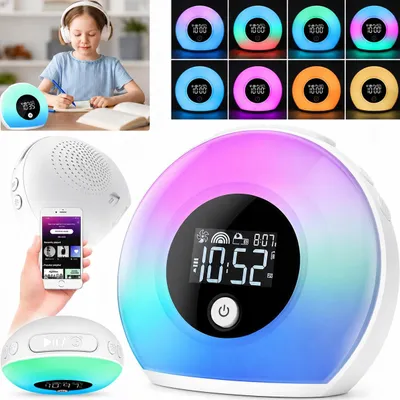 Produktbild von Nachttischlampe, Tageslichtlampe, Wecker, Alarm, RGB-LED, Bluetooth-Lautsprecher