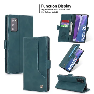 Obrázek produktu pro RetroPolyuretankožené pouzdro pro Samsung Galaxy Note 20 / Note 20 5G peněženkový design pouzdro s držákem na karty a stojánkem modré