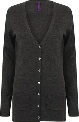Produktbild von Henbury H723 | Ladies V Button Cardigan - Farbe: Grey Marl - Größe: 4XL