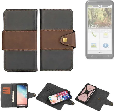Produktbild von K-S-Trade Handyhülle Schutzhülle Hülle Bookstyle Wallet-Case kompatibel mit Emporia Smart.3 Bumper Rundumschutz schwarz-braun 1x