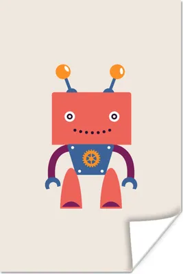 Produktbild von MuchoWow® Poster Roboter - Getriebe - Gesicht - Antenne - Kinder - Jugendliche 80x120 cm - Papierdruck