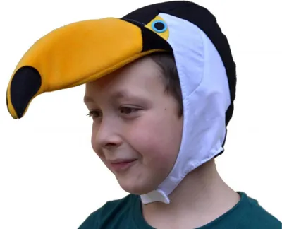 Produktbild von Tukan Mütze mit Schnauze aus 100% Baumwolle für Kinder 3-6 Jahre zum Verkleiden