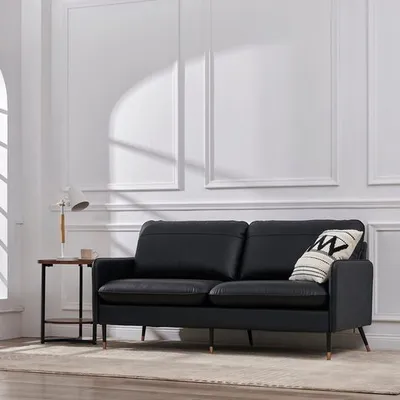 Produktbild von Z-Hom Sofa Z-hom Leder Sofa Modell 002, 2-Sitzer-/ 3-Sitzer-Sofa, Moderne Couch, Schwarz, R102D2LA