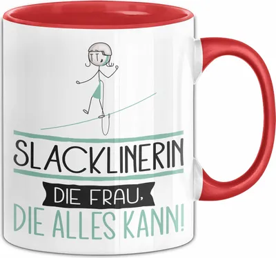 Produktbild von Slacklinerin Geschenk Tasse Becher Die Frau Die Allen Kann Geschenkidee für eine Slacklinerin Lustig (Rot)