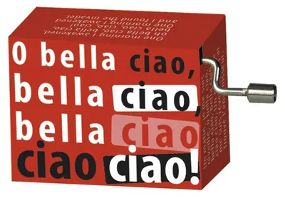 Spieldose Bella Ciao, rechteckig, Karton/Metall/Holz, 70 g