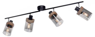 Obrázek produktu pro Reflektor - hnědý - šedý - černý - sklo - dřevo - kov - 4 světla - š 114 cm