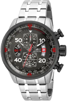 Obrázek produktu pro Invicta Aviator 17204 Pánské Hodinky - Quartz Hnutí - Nerezová Ocel s Šedým Ciferníkem - 48 mm