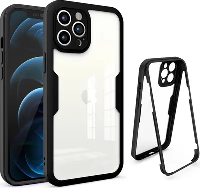 Immagine prodotto di custodia per iPhone 12 Pro, protezione completa a 360° con protezione del display integrata per iPhone 12 Pro nero