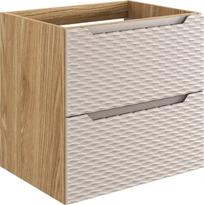 Imagen del producto de Mueble bajo lavabo FURNLUX, color beige y roble, 60 cm / Color principal: Beige / Dimensiones: 60 x 57 x 46 cm