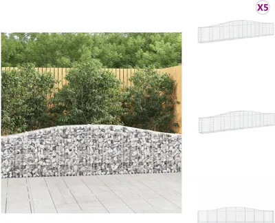 Produktbild von vidaXL Gabionen mit Hochbogen 5 Stk. 400x30x60/80 cm Verzinktes Eisen -  Blumentöpfe & Pflanzgefäße