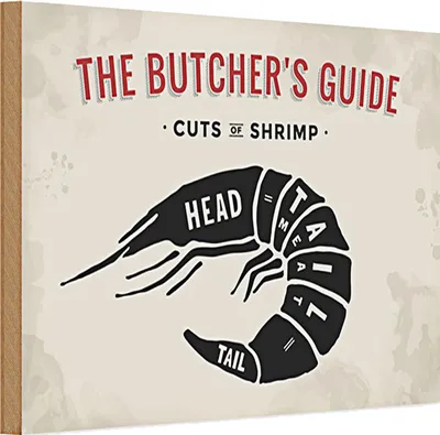 Produktbild von Holzschild Garnele 30x20cm cuts of shrimp Fisch