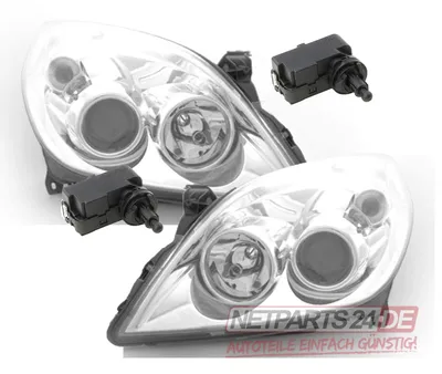 Produktbild von Scheinwerfer passend für Opel Vectra C ab 2005- H7 H1 Li. Re. chrom + Stellmotor 1216575 93179914 1216681 93192377 1216576 93179915 1216682 931 Johns