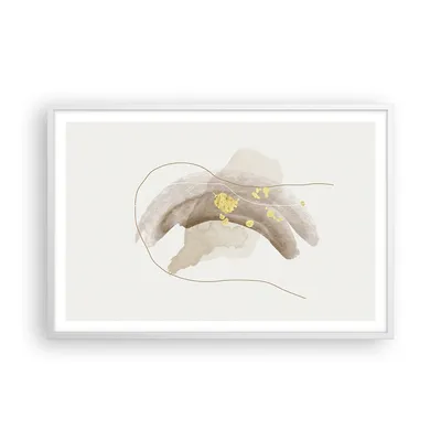 Produktbild von Gerahmtes Poster - Weißer Rahmen - Braun Abstraktion Gold - 91,5x61 cm - Wand Bild - Wanddeko - Wandbilder - Kunstposter - Wandposter - Bilderrahmen - Bilder - Kunstdruck - P2WAA91x61-4910