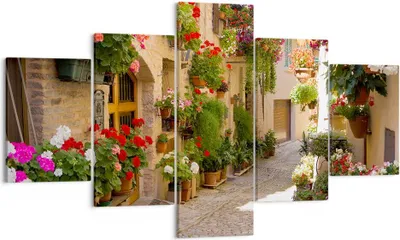 Produktbild von Bild auf Leinwand - Leinwandbild - Blume Straße Haus - 125x70cm - Wand Bild - Wanddeko - Wandbilder - Leinwanddruck - Bilder - Kunstdruck - Wanddekoration - Leinwand bilder - Wandkunst - EA125x70-3586
