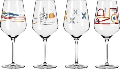 Produktbild von Dekomiro Ritzenhoff Herzkristall Rotwein 4er Set 7+8+9+10 mit Glasreinigungstuch
