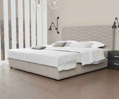 Produktbild von Boxspringbett Schlafzimmerbett OMERO 120x200cm Stoff Creme inkl. Bettkasten