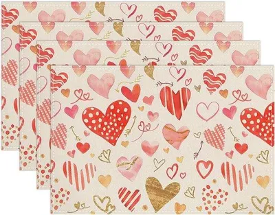 Produktbild von Herz Platzsets 4-teilig bunt 30x45 cm Valentinstag Deko