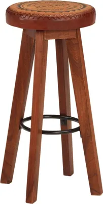 Produktbild von vidaXL Barhocker 2 Stk. Echtleder und Massivholz Akazie