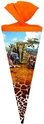Produktbild von Schultüte / Zuckertüte / Länge: 25cm / rund / "Safari"