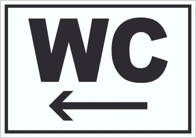 Produktbild von WC mit Pfeil nach links Aufkleber A4 (210x297mm)