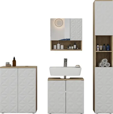 Produktbild von Badmöbel-Set Vicco Edge Weiß 4 Teile, Model 40389