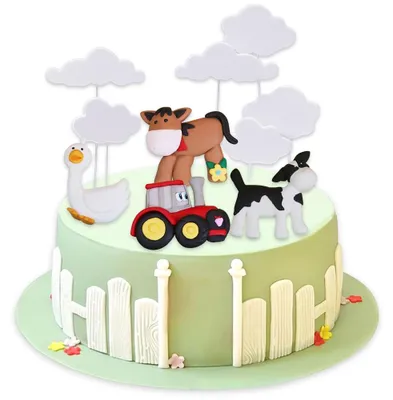 Tortendekoration Bauernhoftiere, 10-teilig, Kuchendeko für Geburtstag