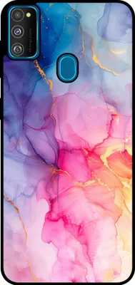 Produktbild von Smartphonica Handytasche Passend für Samsung Galaxy M30s mit Marmordruck - TPU Rückseite Hülle Marmor Design - Regenbogen