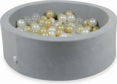 Immagine prodotto di Bacinella 90x30cm Velvet Soft Grigio chiaro con 200 palline: Trasparente, oro chiaro, perla