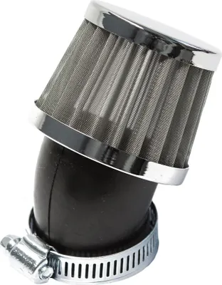 Produktbild von Maxtuned Sport Luftfilter Stahlgewebe kompatibel mit 17,5mm Vergaser, 45° abgewinkelt, 35mm Anschlussweite