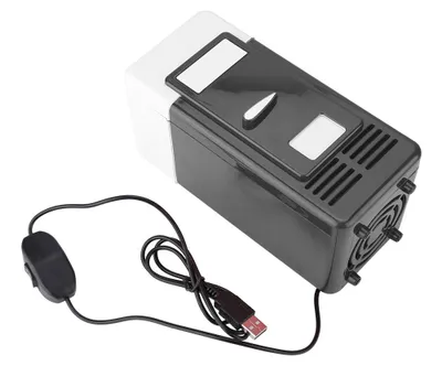 Zdjęcie produktu dla Mini lodówka USB do komputera, pojemna, do przechowywania napojów i puszek, czarna