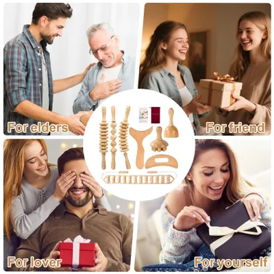 Obrázok produktu pre Masážna súprava 8-dielna, drevené nástroje, pre maderoterapiu, tvarovanie tela