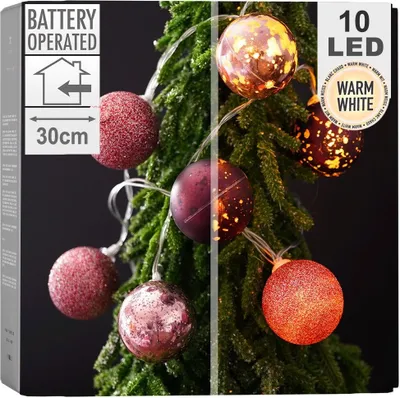 Produktbild von Decorative Lighting Lampen LED- Leuchten beleuchtet Christbaumkugeln Christbaumschmuck Weihnachtsdeko Weihnachtskugeln bruchfest bruchsicher violett 10 LEDs 4 cm
