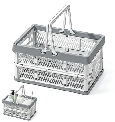 Faltbox 38,5x25x20 cm, Kunststoff, grau, klappbar, mit Griff