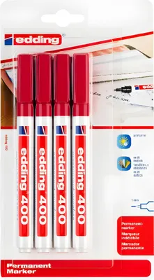 Produktbild von Edding Permanentmarker 400 1 mm rot 4er-Blister