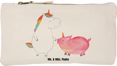 Produktbild von Mr. & Mrs. Panda kosmetiktäschchen Einhorn Schwein Größe S Klein - Weiß - Geschenk, Kulturbeutel, Unicorn, Federmappe, Schlampermäppchen, Stiftemäppchen, Kosmetiktasche