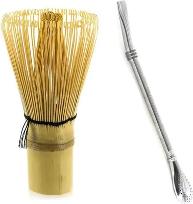 Image de Brosse à thé Matcha en bambou + paille en acier inoxydable avec filtre