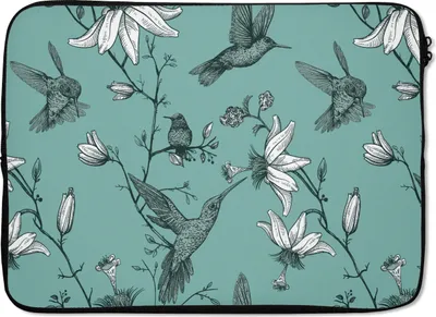 Produktbild von MuchoWow® Laptop Hülle 13 Zoll Muster - Vogel - Blume Laptoptasche - Laptophülle - Sleeve - Rundumschutz