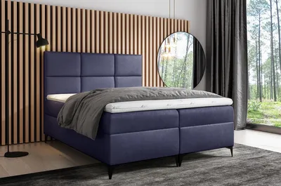 Obrázok produktu pre Dizajnová čalúnená posteľ Fiza s úložným priestororm modrá 160 x 200 + topper zdarma
