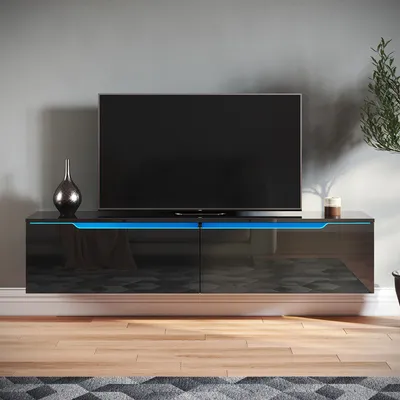 Obrázek produktu pro SONNI TV skříňky Černý vysoký lesk Závěsné s LED 140 x 35 x 30cm