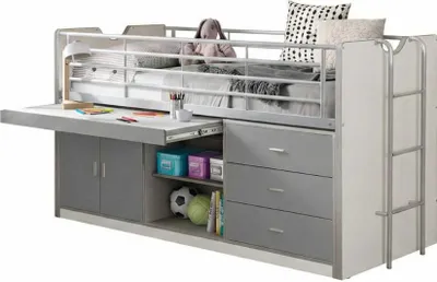 Produktbild von Halbhochbett mit Schreibtisch Bonny 95 - silber