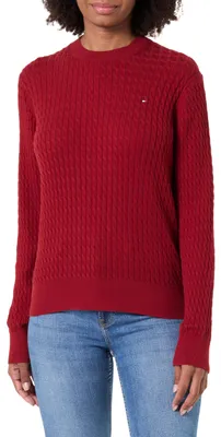 Produktbild von Tommy Hilfiger Damen CO Cable FINE GG C-NK LS SWT WW0WW44993 Pullover Sweater, R