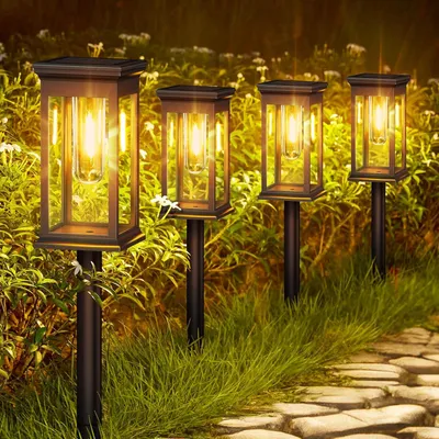 Image de Lampes solaires, lot de 6, étanches, lumière blanc chaud, pour jardin