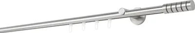 Immagine prodotto di Asta per tende su misura, binario interno da 20 mm, scanalatura a 1 binario, distanza dalla parete 6,5 cm. Colore: effetto acciaio inossidabile. Lunghezza: 310 cm