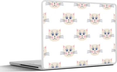 Produktbild von MuchoWow® Laptop Aufkleber Sticker Cover Katzen - Mädchen - Pastell - Muster - Kinder 36.5x27.5 cm - Laptop-Sticker